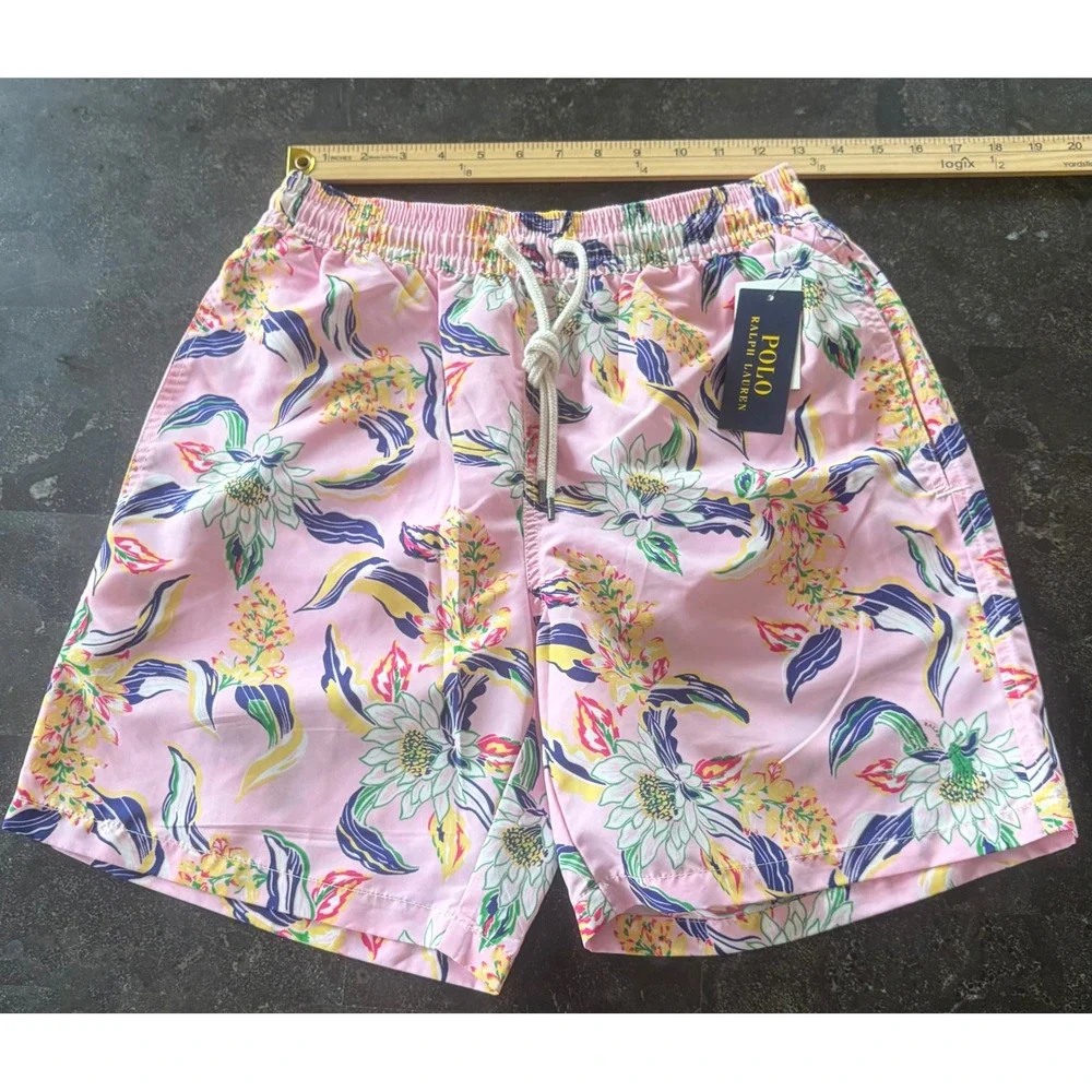 Polo Ralph Lauren Floral Aloha Men S Swimsuit Swim Short Tropical Print Pink New